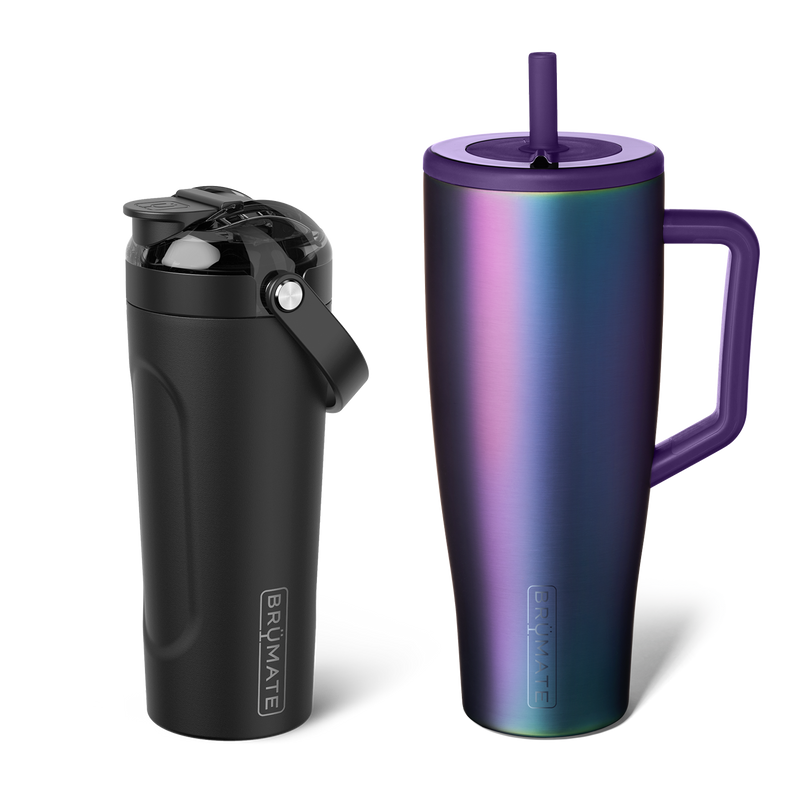 Shake + Glow Bundle | Dark Aura & Matte Black | 40oz/25oz - All-Day Bottle-Set