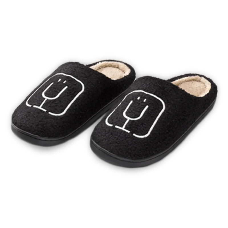 BruMate Fuzzy Slippers | Black - Smooth Look
