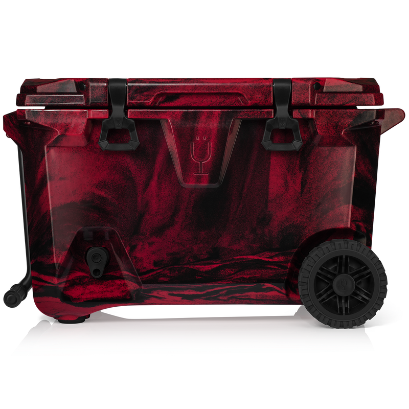 Br Tank 55-Quart Rolling Cooler | Red & Black Swirl - Seasonal Tailgate